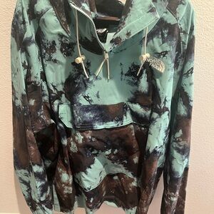 The North Face Teal and Black Tie-Dye Jacket